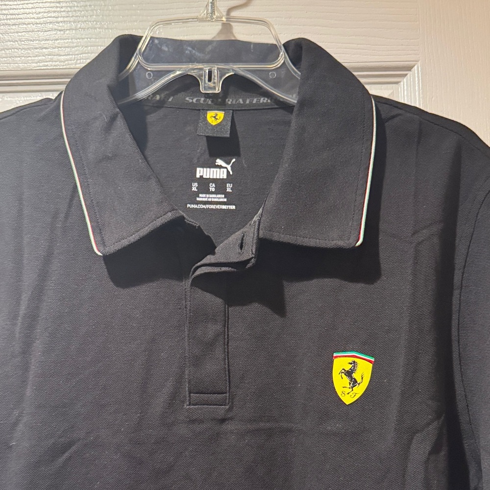 Puma Black Polo with Yellow Ferrari Shield and Trim